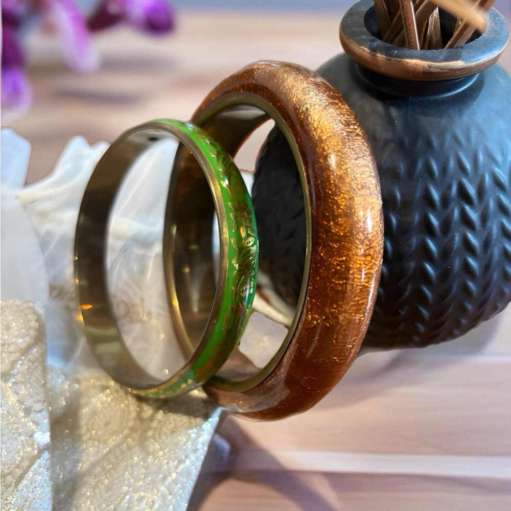 Bundle of Bangles! Golden Amber and Jade Hues. NWT.